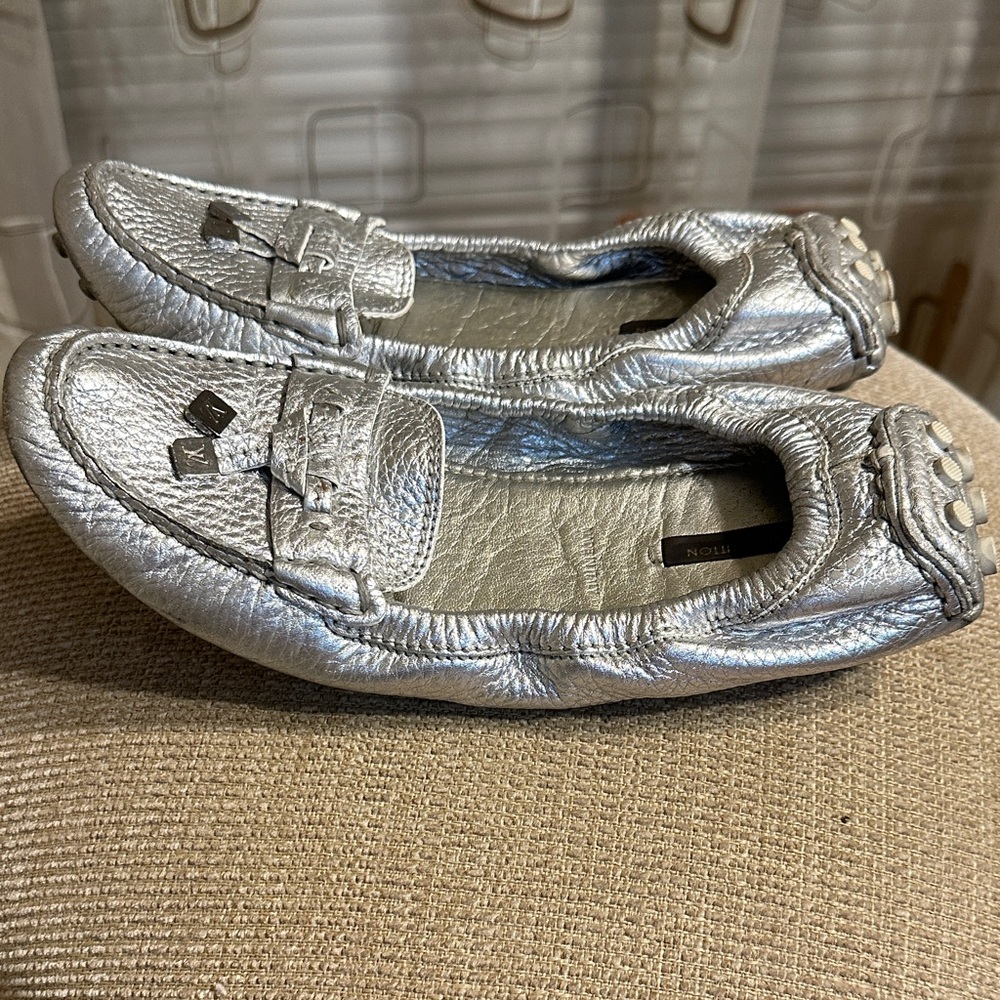 Louis Vuitton Silver Moccasins